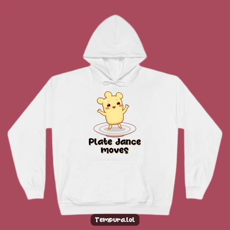 Funny Cozy Dancing Tempura Hoodie: Joyful Jigging Character, Plate Party, Hilarious Funny Gift