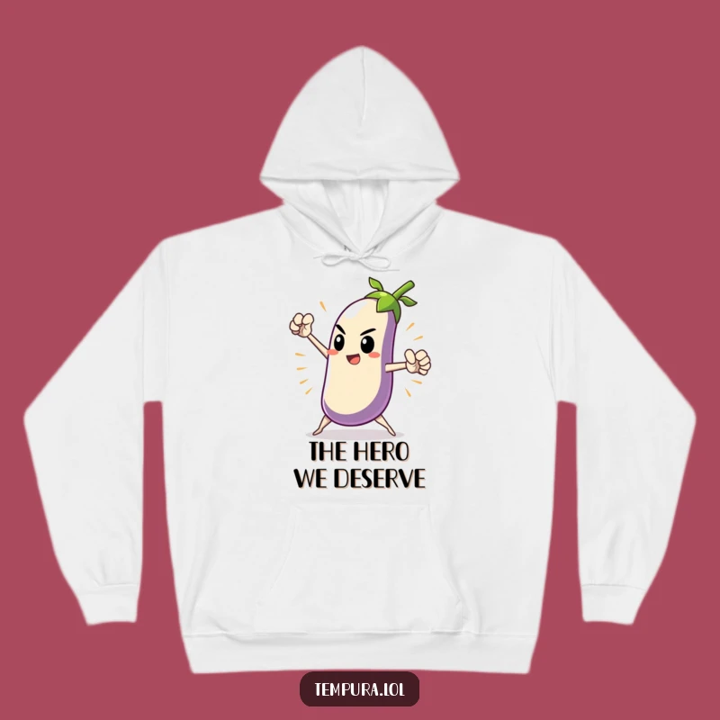 Funny Heroic Tempura Eggplant Hoodie: Cozy Dramatic Wear Gift