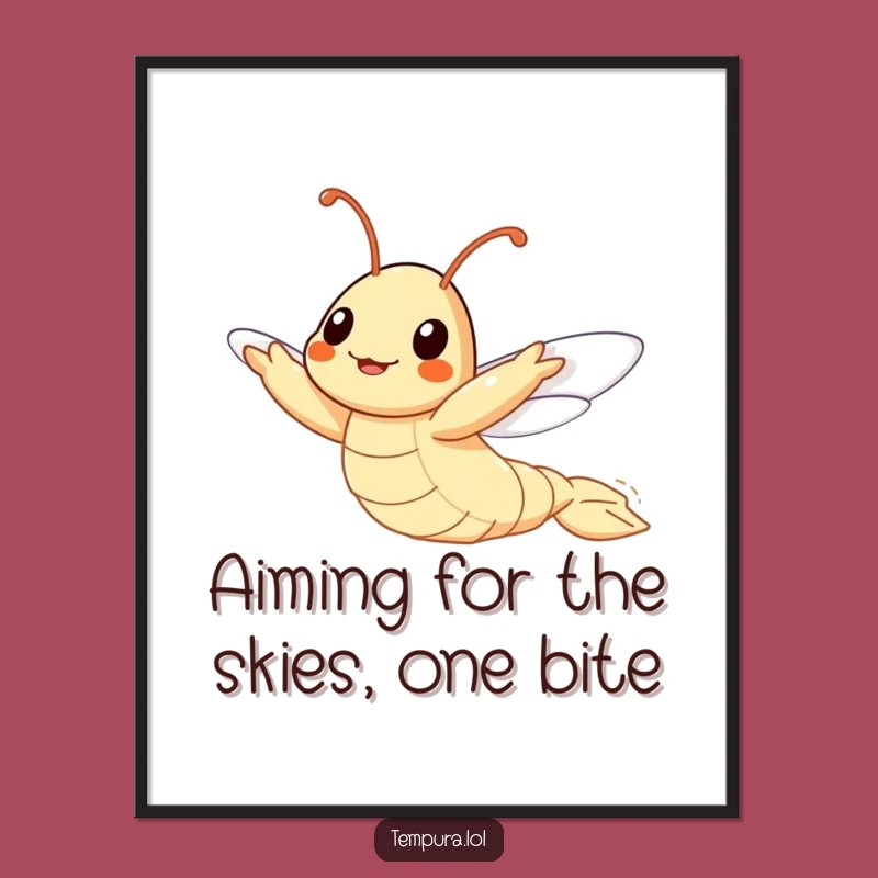 Free Printable Wall Art: Flying Tempura Shrimp, Humorous Downloadable Foodie Decor Art