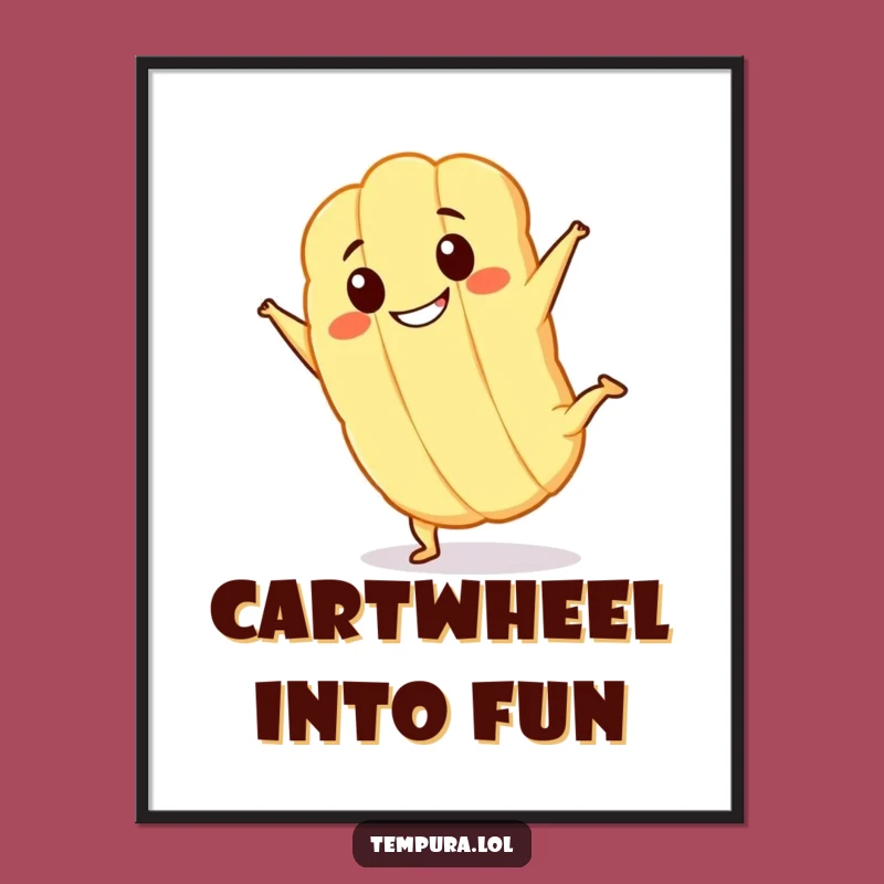 Funny Free Printable Wall Art: Kawaii Tempura Cartwheel, Downloadable Decor