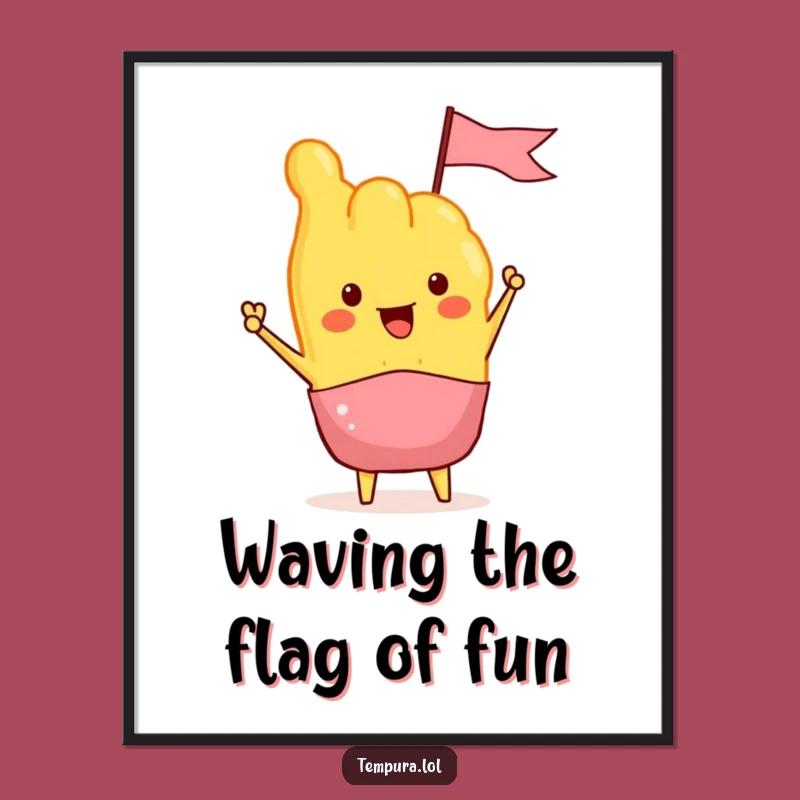 Free Printable Wall Art: Cheerful Tempura Flag Waving, Fun Food Decor Downloadable