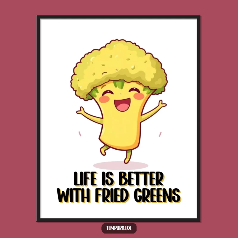 Free Printable Wall Art: Dancing Broccoli Tempura - Funny Downloadable Art for Kitchen