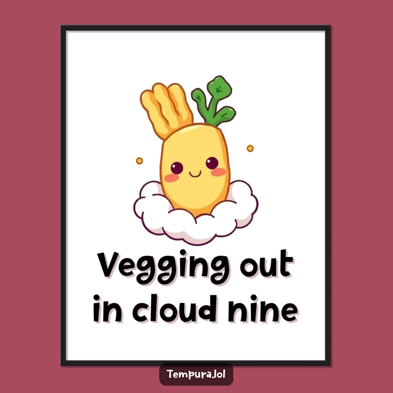 Funny Free Printable Wall Art: Floating Tempura Veggie Cloud Dreamer. Downloadable Humorous Art.