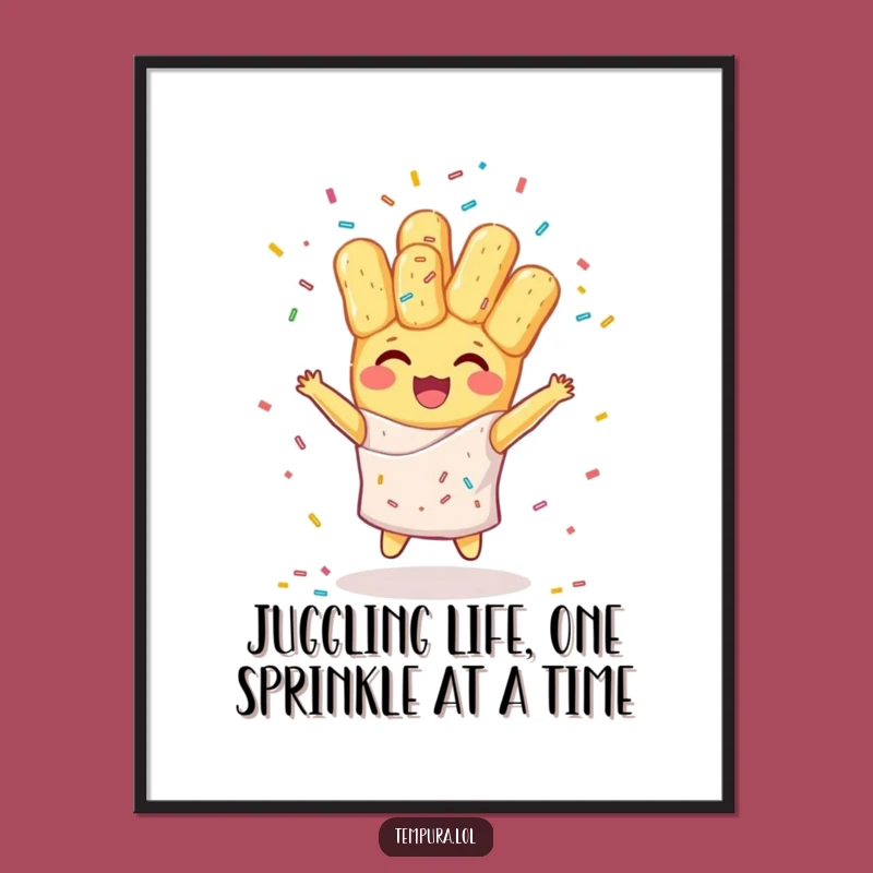 Free Printable Wall Art: Juggling Sprinkles Tempura Funny Downloadable Decor
