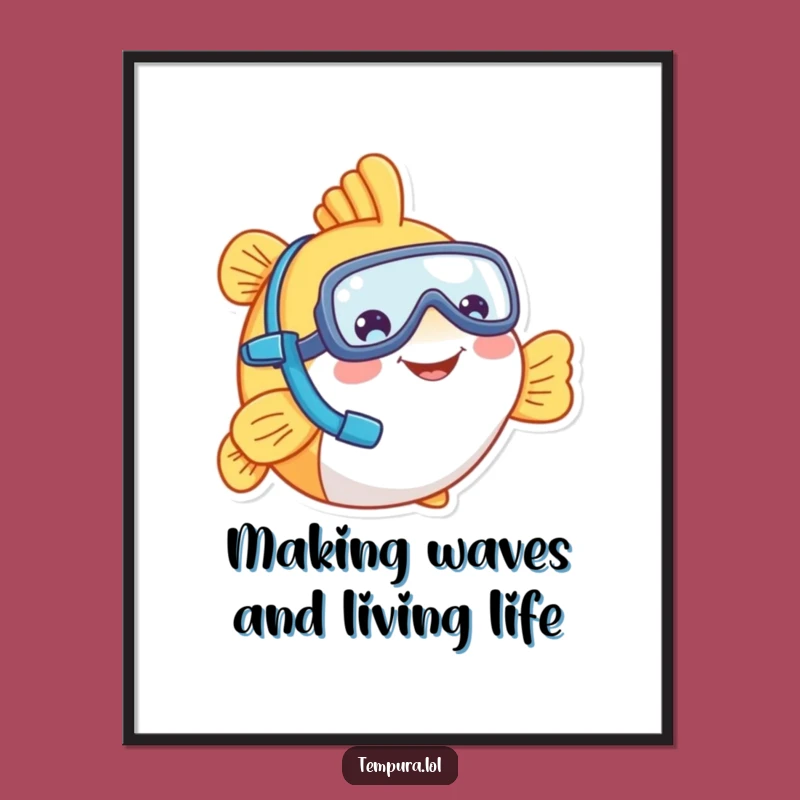 Free Printable Wall Art: Funny Tempura Fish Snorkeler, Humorous Downloadable Decor for Your Home