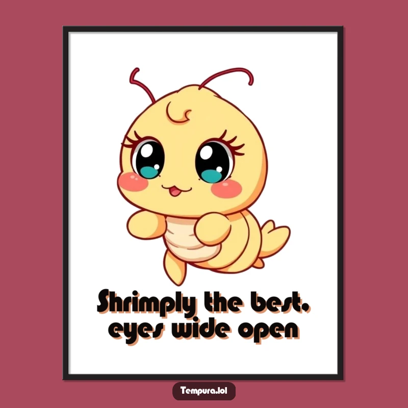 Free Printable Wall Art: Excited Tempura Shrimp, Humorous Downloadable Foodie Decor Art