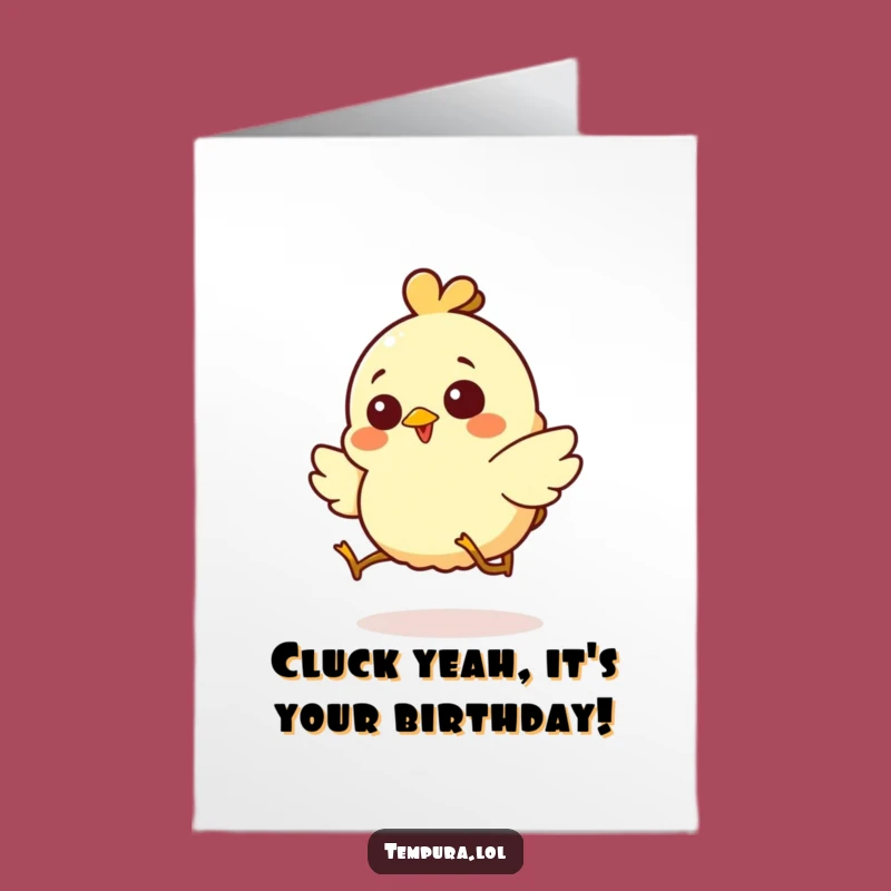 Free Printable Birthday Card: Giggling Chicken Tempura Hop Funny Downloadable Gift