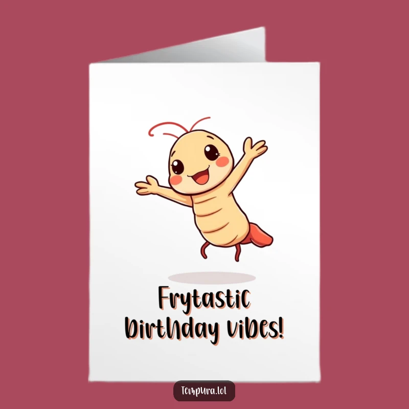 Free Printable Birthday Card: Dancing Tempura Shrimp, Energetic Downloadable Gift