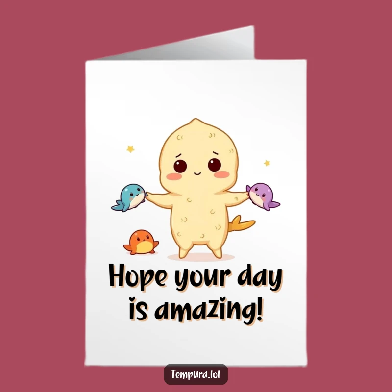 Free Printable Birthday Card: Juggling Tempura for a Fun-Filled Celebration!