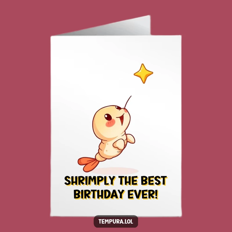 Free Printable Birthday Card: Surprised Tempura Shrimp Star Funny Downloadable Gift