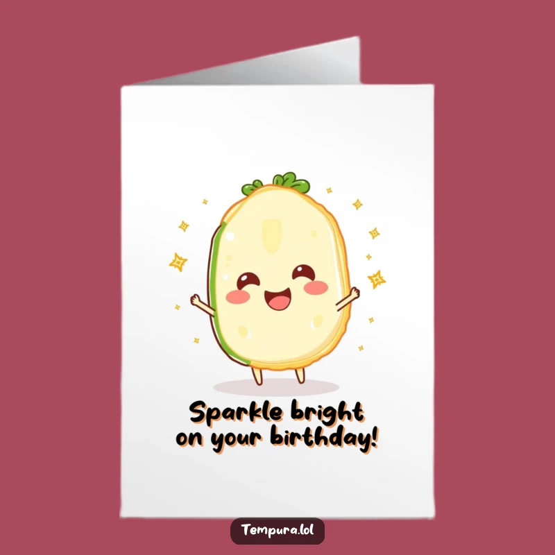 Free Printable Birthday Card: Juggling Veggie Tempura - Funny Downloadable Sparkle Gift