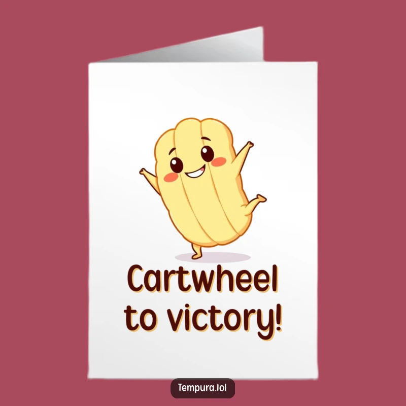 Free Printable Congrats Card: Kawaii Tempura Cartwheeling, Downloadable Achievement Gift