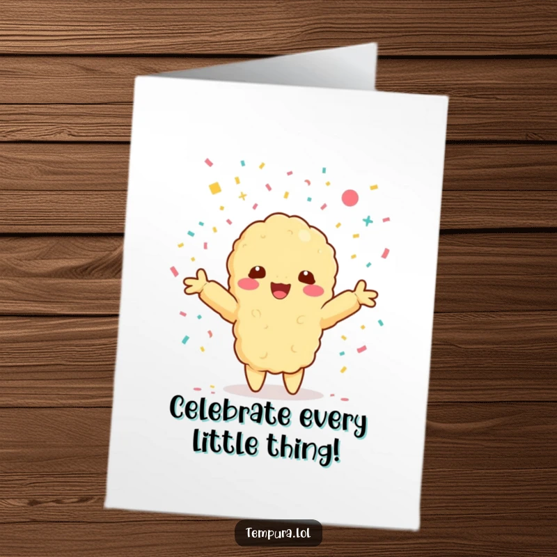 Funny Free Printable Congratulations Card: Tempura Shrimp Hugging a Shower of Confetti