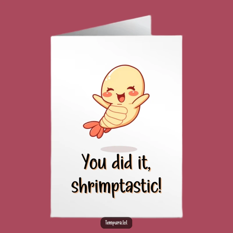 Free Printable Card: Joyful Tempura Shrimp 'Congrats!' - Funny Downloadable Celebration