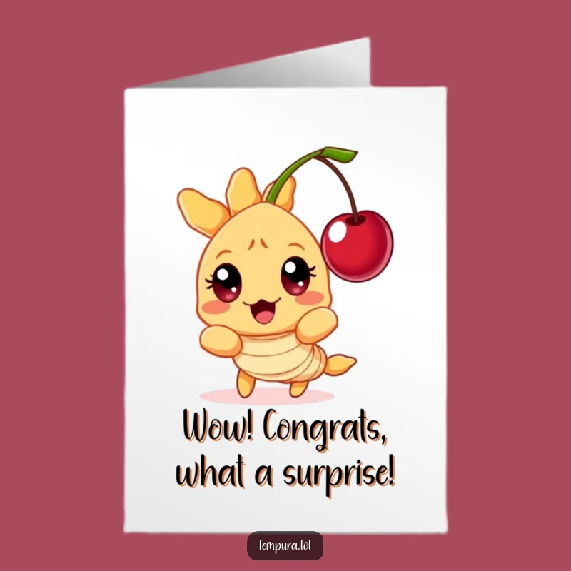 Free Printable Congrats Card: Surprised Tempura, Shocked Funny Downloadable Gift