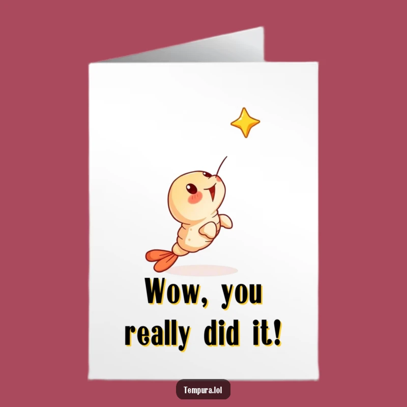 Free Printable Congrats Card: Surprised Tempura Shrimp Star Funny Downloadable Gift