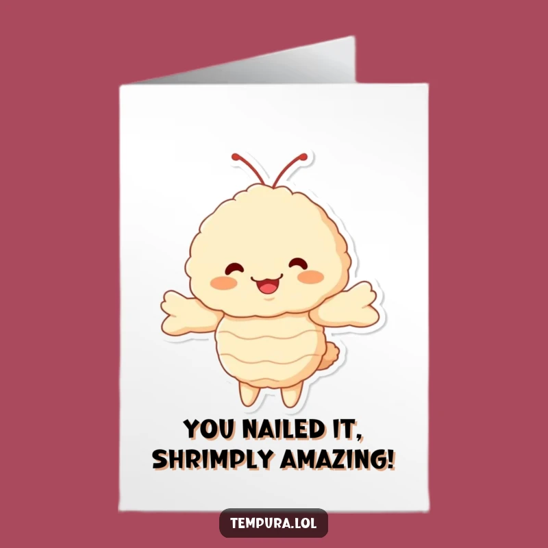 Free Printable Congrats Card: Hugging Tempura Shrimp, Funny Downloadable Gift