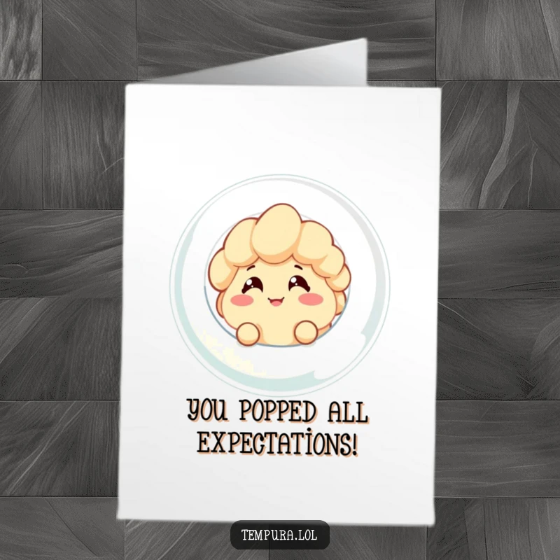 Funny Free Printable Congrats Card: Cheeky tempura character in a bubble, perfect for celebrating achievements.