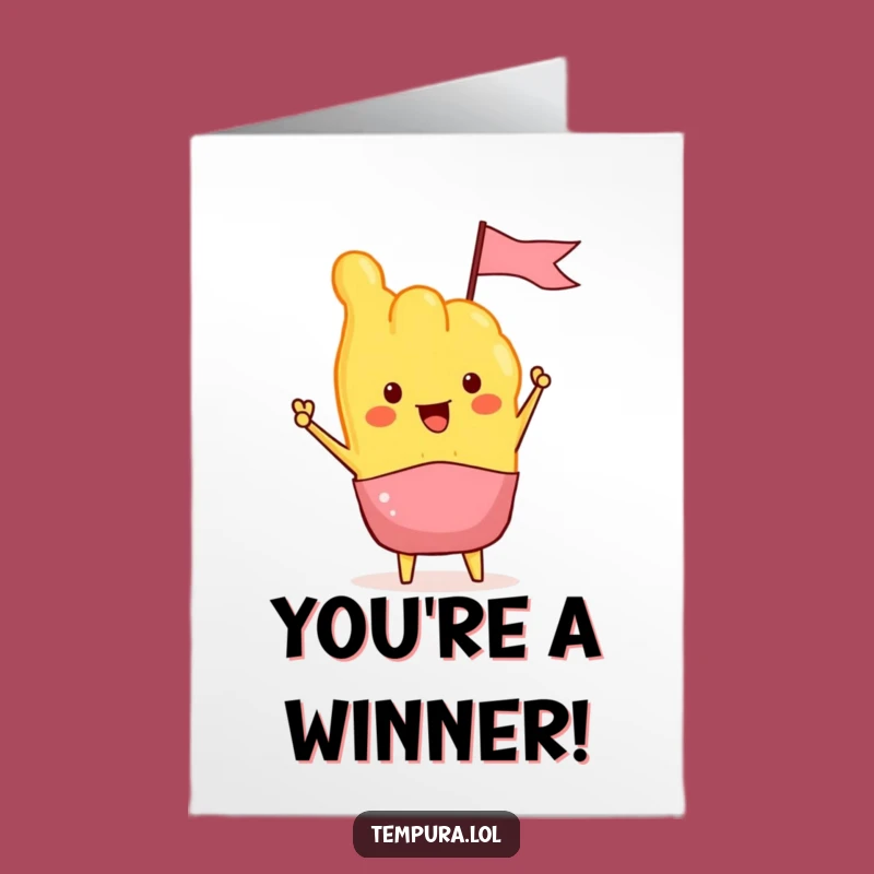 Free Printable Congrats Card: Waving Tempura Flags, Humorous Victory Downloadable
