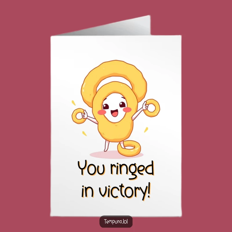 Free Printable Congrats Card: Juggling Onion Rings Success Funny Downloadable Gift