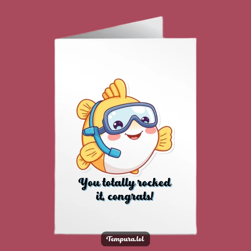 Free Printable Congratulations Card: Whimsical Tempura Fish Snorkeler, Humorous Downloadable Gift for Any Occasion