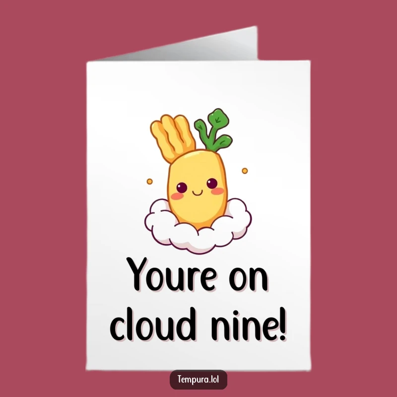 Free Printable Congrats Card: Floating Tempura Veggie Success! Downloadable Funny Gift.