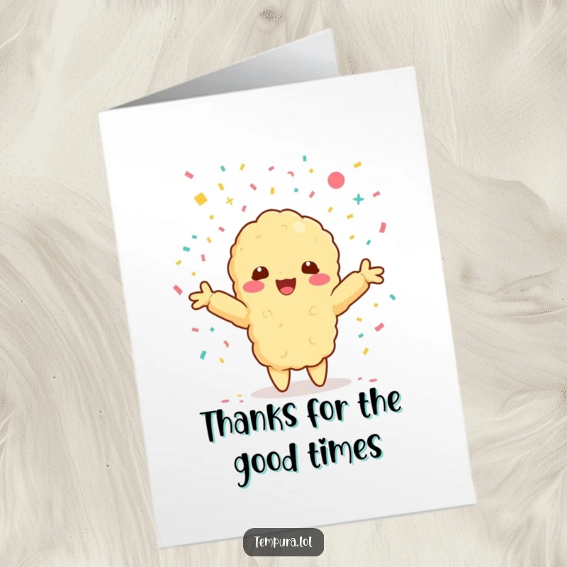 Funny Free Printable Thank You Card: Kawaii Tempura Embracing Confetti Shower