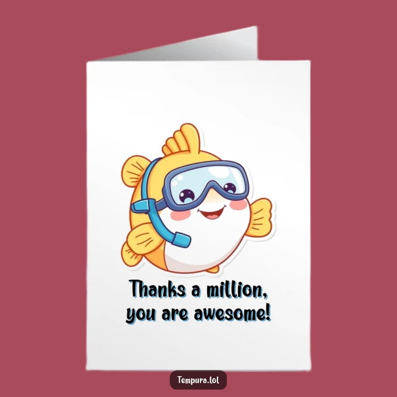 Free Printable Thank You Card: Funny Tempura Fish Snorkeler, Perfect Humorous Downloadable Gift for Gratitude