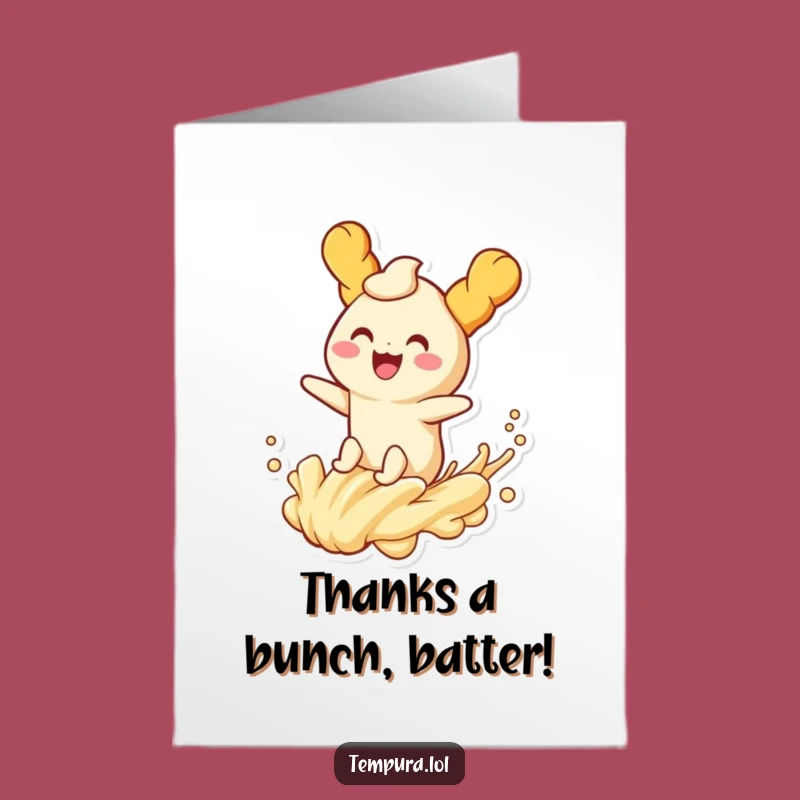 Free Printable Thank You Card: Funny Tempura Surfer, Downloadable Gratitude Gift