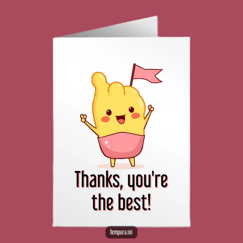 Free Printable Thank You Card: Waving Tempura's Thanks, Humorous Gratitude Downloadable