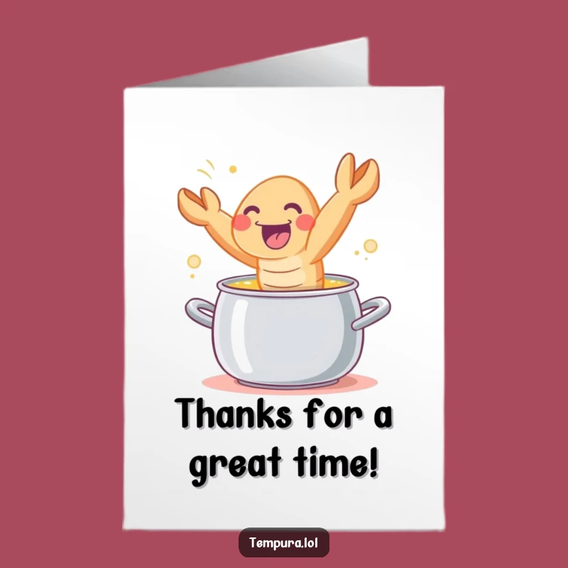 Free Printable Thank You Card: Tempura Shrimp Says Thanks! Downloadable Gift.