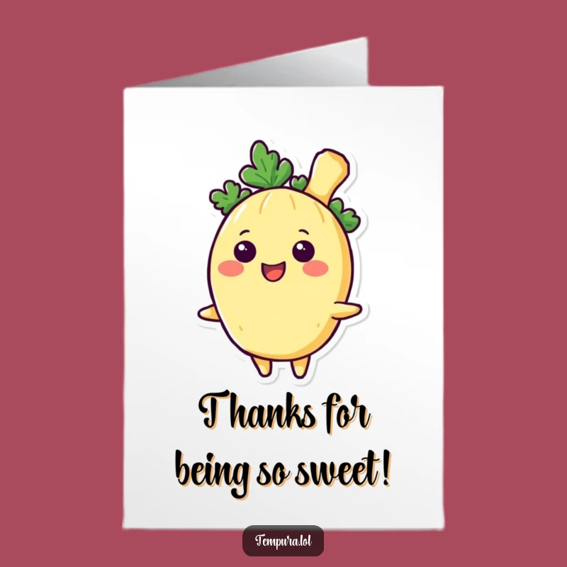Free Printable Thank You Card: Grinning Tempura Veggies, Downloadable Humorous Thanks Gift