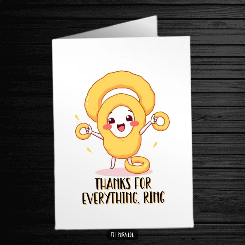 Funny Free Printable Thank You Card: Happy Onion Ring Juggling, Expressing Thanks