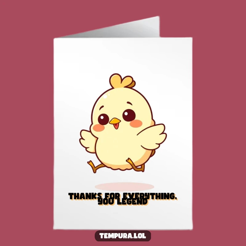 Free Printable Thank You Card: Giggling Chicken Tempura Hop Funny Downloadable Gift