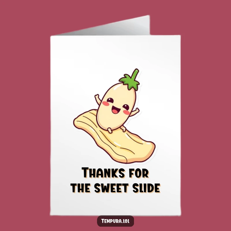 Free Printable Thank You Card: Eggplant Sauce Slide Thanks Funny Downloadable Gift