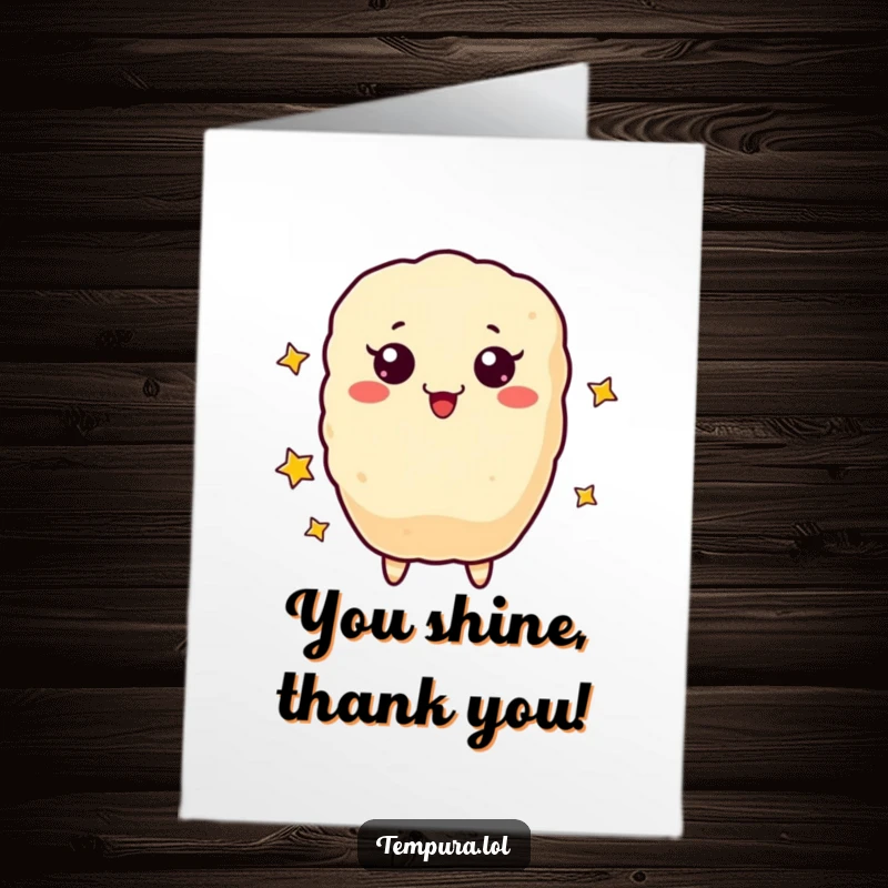 Funny Free Printable Thank You Card: A smiling tempura juggles stars, expressing thanks with a unique downloadable design.