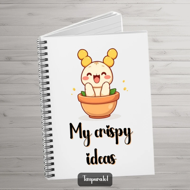 Funny Tempura Notebook: A notebook with a funny piece of tempura jumping into a pot, great for recipes.