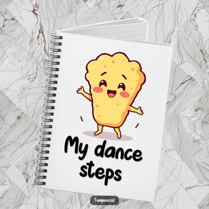 Funny Silly Dance Batter Notebook: A tempura batter character dances a silly dance, ideal for jotting notes with a touch of cute, food-themed humor.