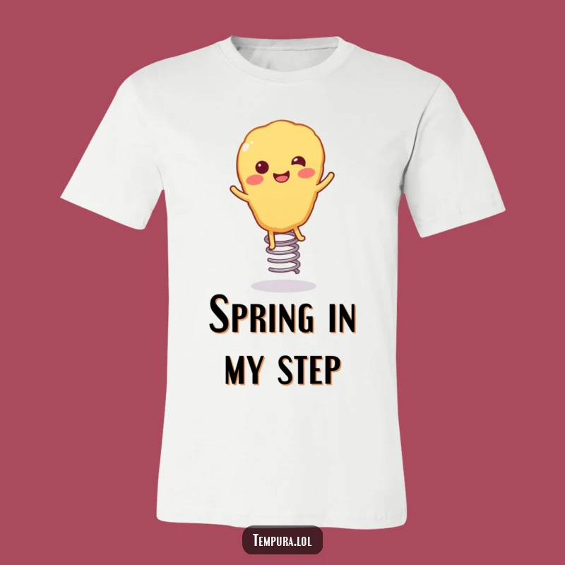 Funny Bouncing Tempura T-Shirt: Happy Fried Food Character, Springy Style, Ideal Funny Gift