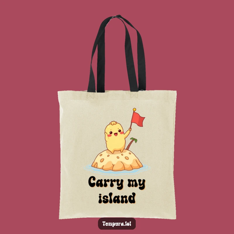 Funny Tempura Island Flag Tote Bag: Excited Fried Character Bag