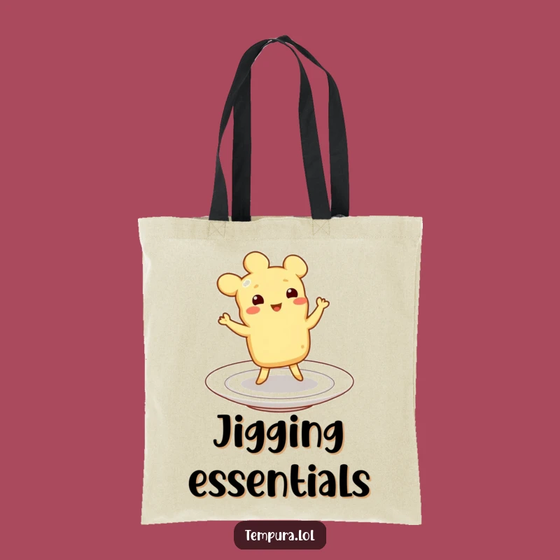 Funny Dancing Tempura Tote Bag: Joyful Jigging Design, Plate Party, Whimsical Funny Gift