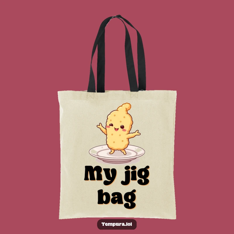 Funny Tempura Jigging Tote Bag: Smiling Food Accessory, Hilarious Gift