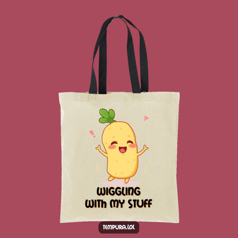 Funny Wiggling Veggie Tote Bag: Happy Tempura Action, Great Funny Gift